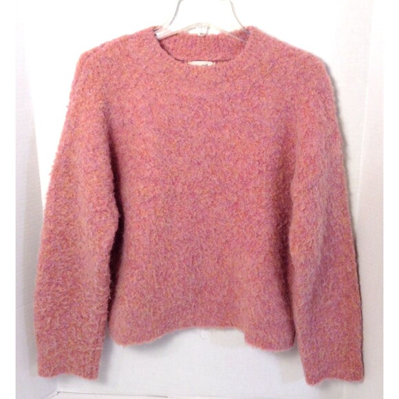 Universal Thread Sweater Wn S Pink Poly Wool Fuzzy Knit Chunky Boxy Grandma Boho - Picture 1 of 9